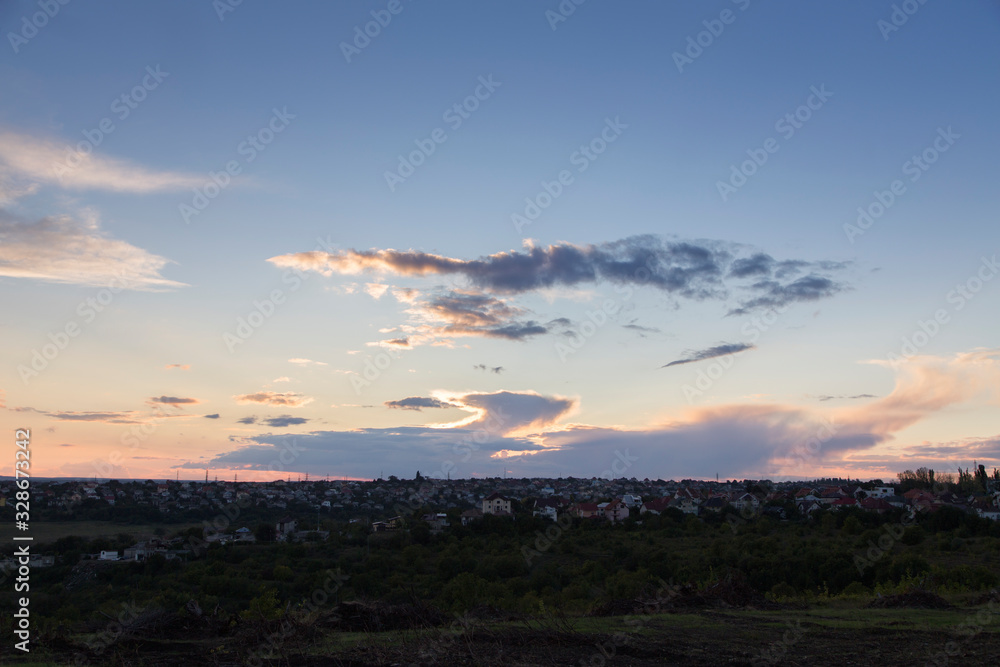 Beautiful evening view to suburb of Chisinau.