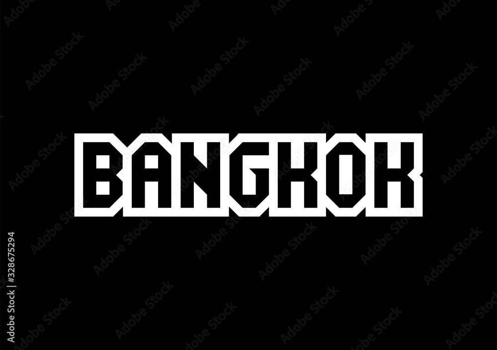 Fototapeta premium Bangkok text with black and white typography design elements