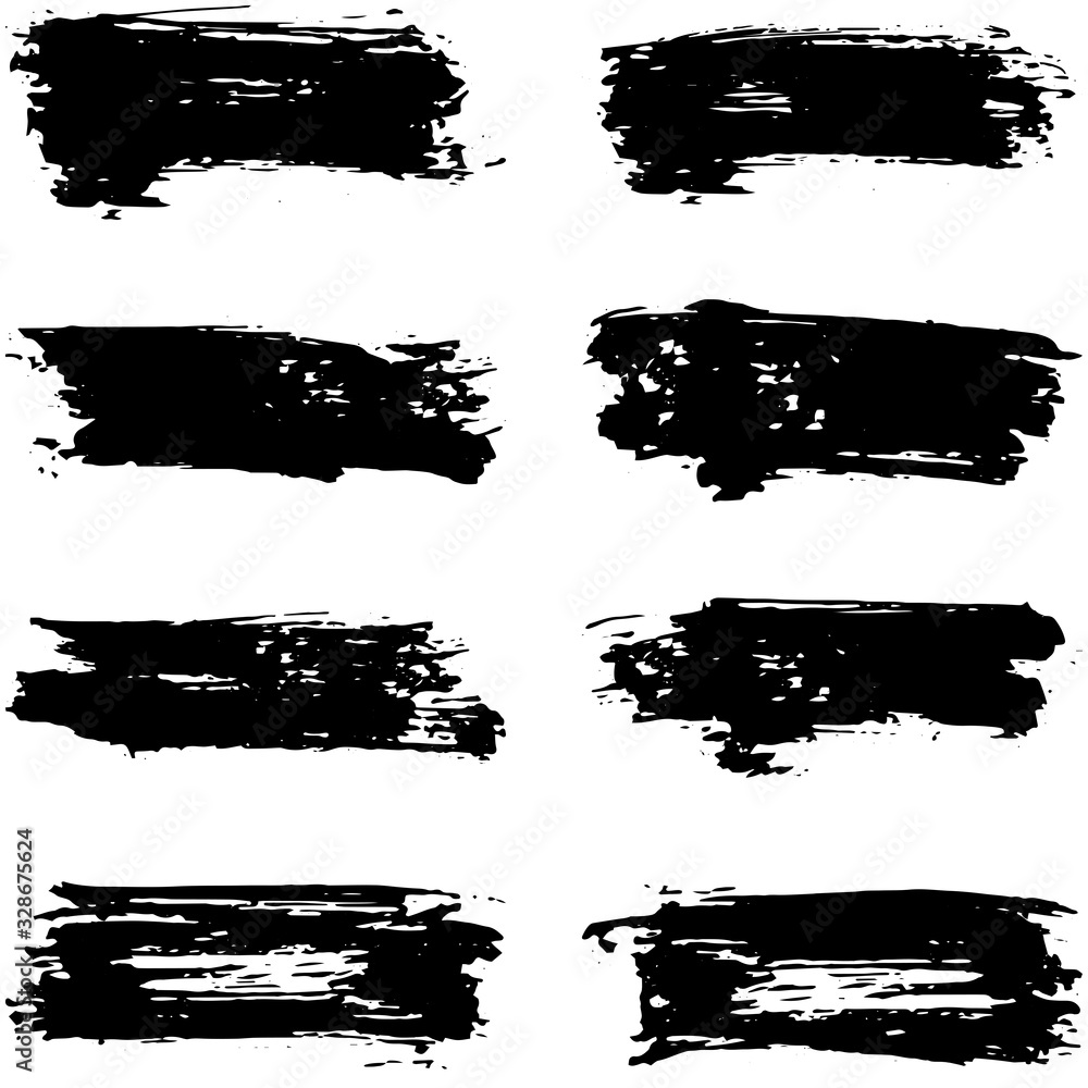 Collection of paint splash. Vector set of brush strokes. Isolated on white background. Grunge strokes	