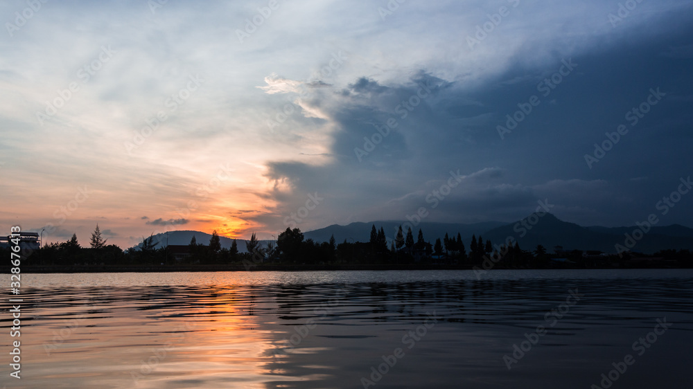 Sunset on the river, Bokor mountain, kampot cambodia
