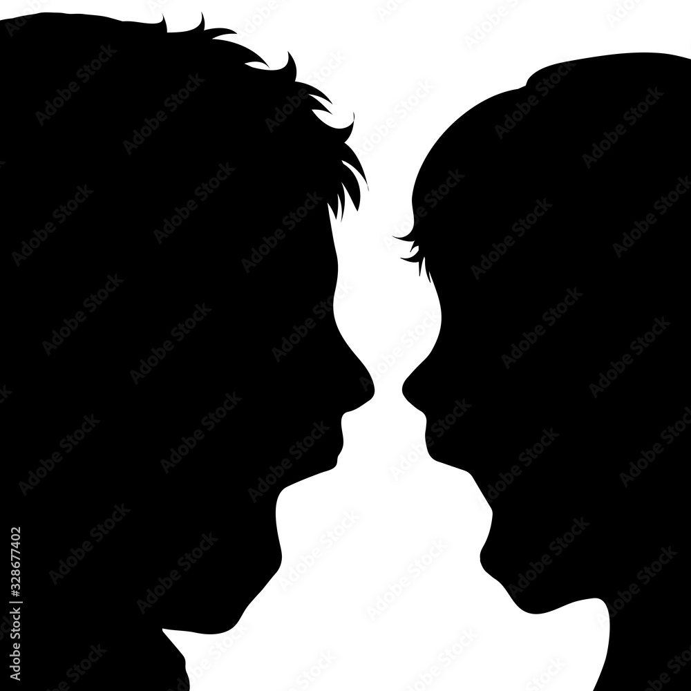 Vector silhouette of scream anonymous children on white background. Symbol of people and noise.
