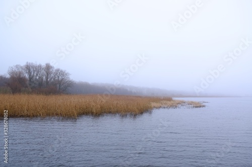 A moody landscape, an empty misty lake - peace and quiet. Kamien Pomorski, Poland © Iwona