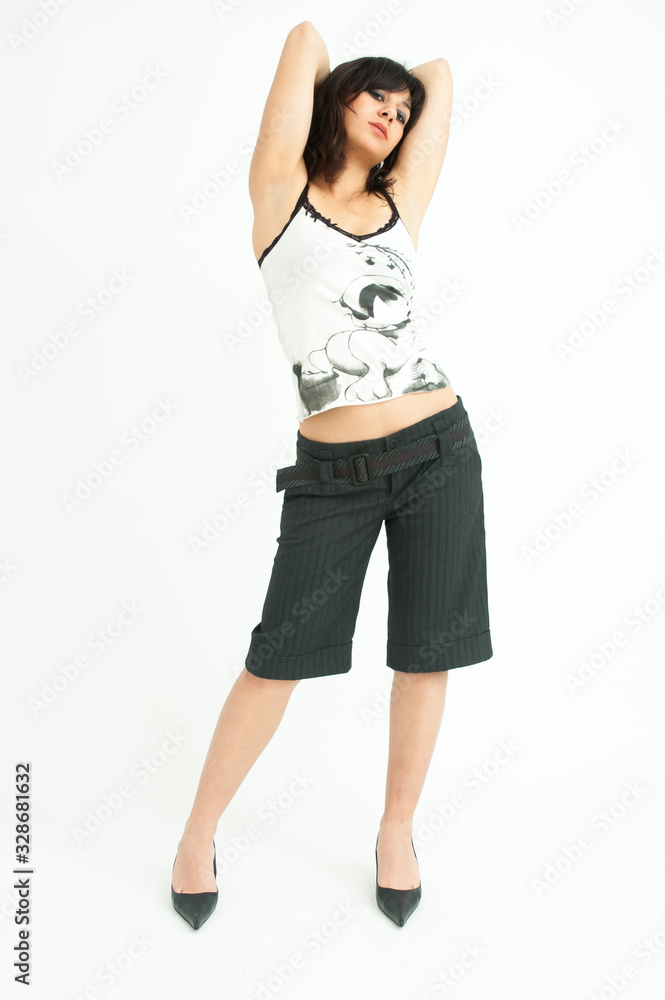 Attractive and independent woman without fear, on white background Attractive and independent woman without fear, on white background