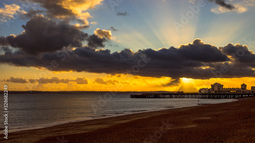 pier, sunset, 