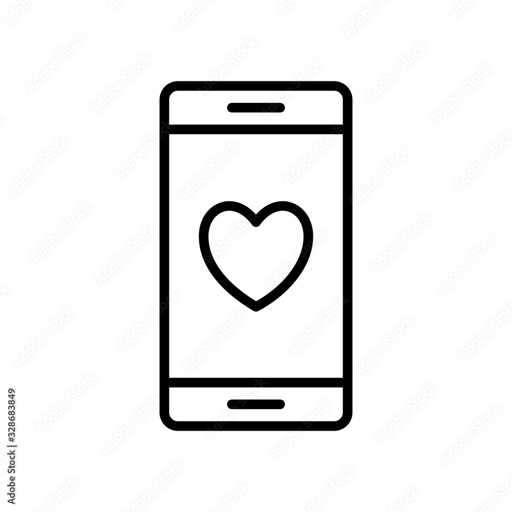 heart inside smartphone line style icon vector design heart inside smartphone line style icon vector design