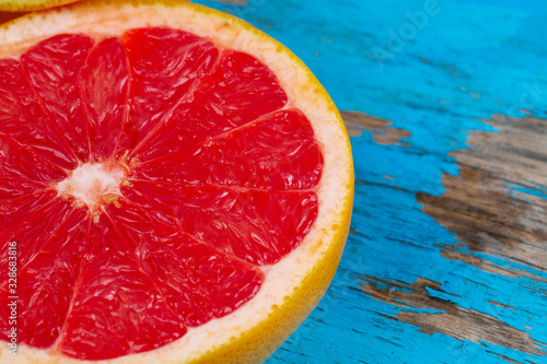 citrus fruit mix on blue wooden surface