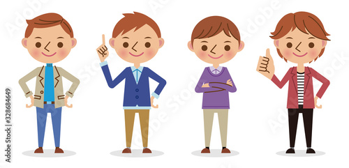 男性ポーズ4人セット