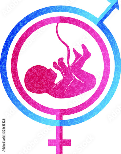 sex symbol with fetal baby logo