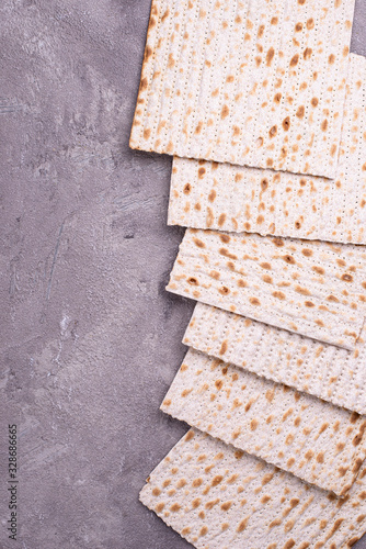 Traditional ritual Jewish bread matzah photo