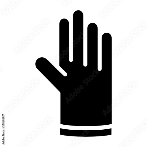 Housekeeping Hand Protection Gloves Vector Glyph Icon design, nitrile janitorial cleaning gloves on white backgorund