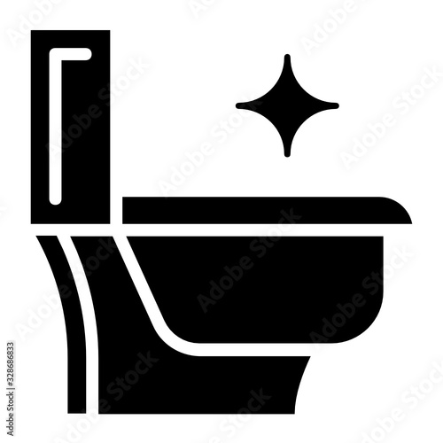 Shiny Wall Mounted Commode Seat Design, Bathroom Western Toilet Vector glyph Icon design, Restroom Bowl on White background