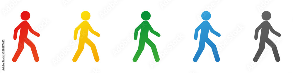 Man walk set color icon on white background . Vector illustration Man walk set color icon on white background . Vector illustration