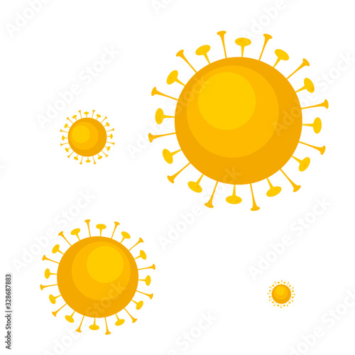 Blue Virus, bacteria, microbes icon. Set vector bacteria sign in flat style. Microbe bacteria icon isolated on white background.