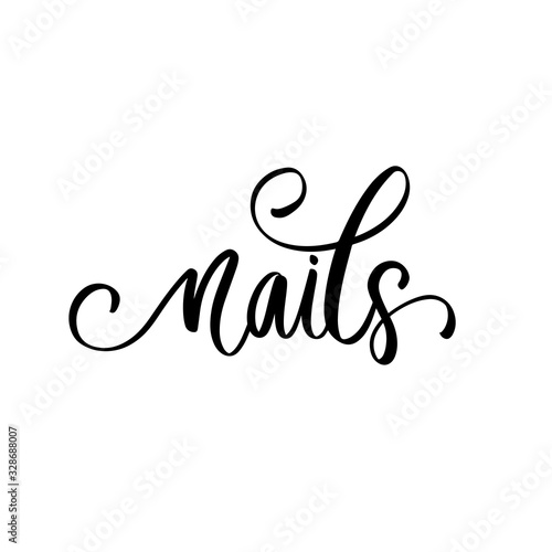 Fototapeta Nails - hand drawn logo design template. Handwritten lettering about nails and manicure.