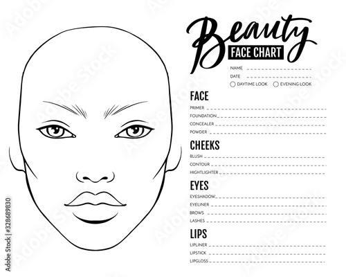 Face chart Blank. Makeup Artist Vector template.
