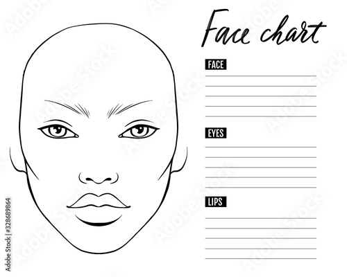 Face chart Blank. Makeup Artist Vector template.