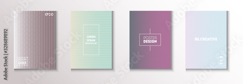 Wavy Minimal Cover Vector Set. Modern Flyer Graphic Design. Cool 