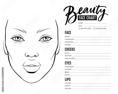 Face chart Blank. Makeup Artist Vector template.