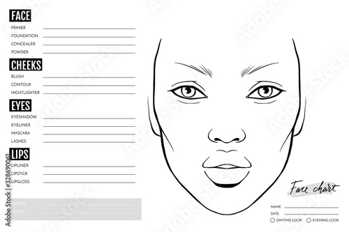 Face chart Blank. Makeup Artist Vector template.