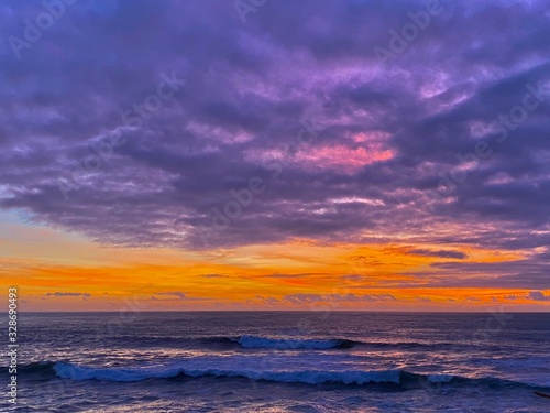 Purple  sunset over the sea