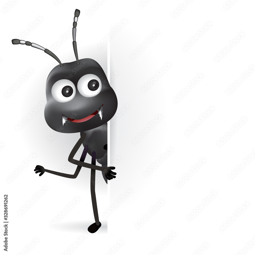 Vector illustration of black ant cartoon with blank sign. Stock Vector ...