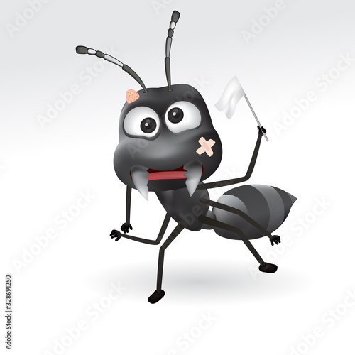 Vector illustration of the loser black ant. Black ant character. black ant repellent vector