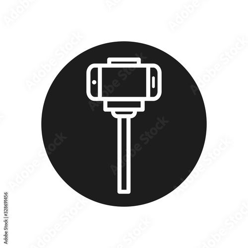 smartphone in monopod line block style icon vector design