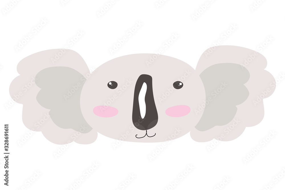 Vector illustration with cute doodle koala head wild animal for kids. Hand drawn graphic banner. Perfect for baby shower, postcard, label, brochure, flyer, page, banner design Vector illustration with cute doodle koala head wild animal for kids. Hand drawn graphic banner. Perfect for baby shower, postcard, label, brochure, flyer, page, banner design