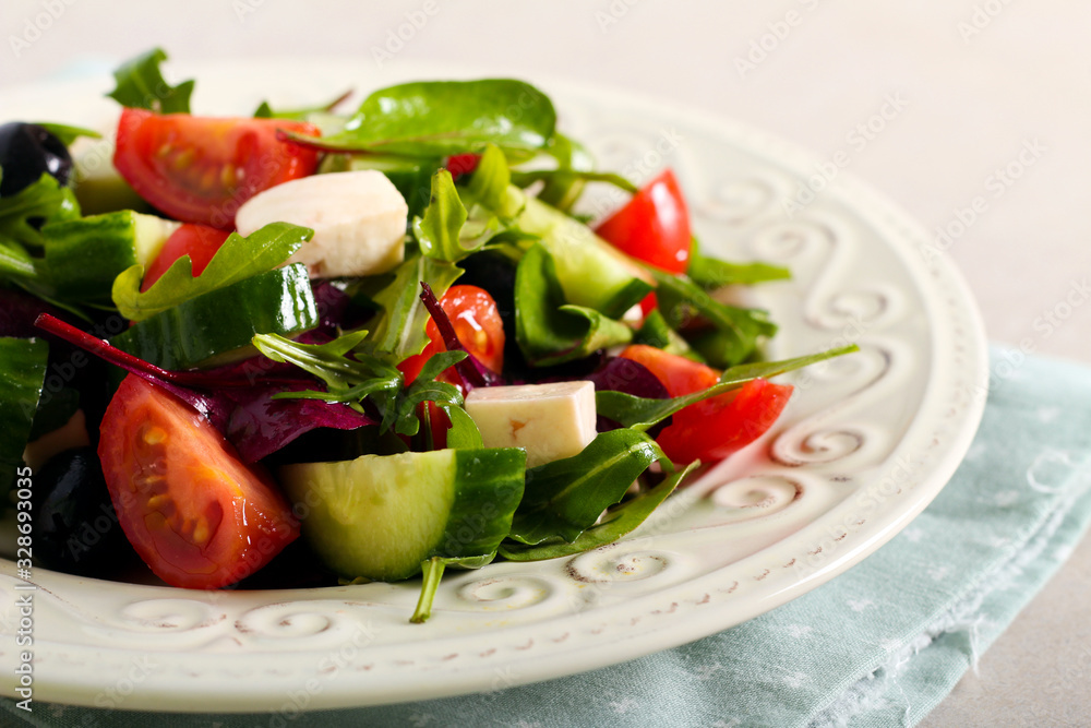 Feta, olives and vegetable salad