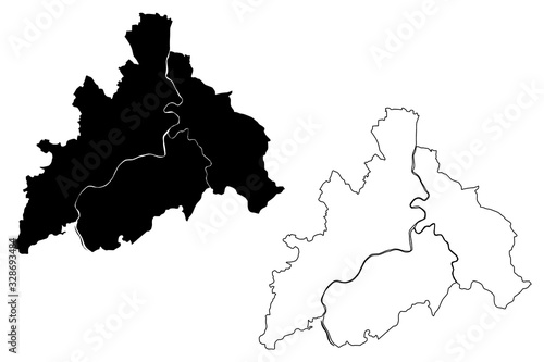 Banja Luka City (Bosnia and Herzegovina, Bosnia–Herzegovina, Republika Srpska) map vector illustration, scribble sketch City of Banjaluka map