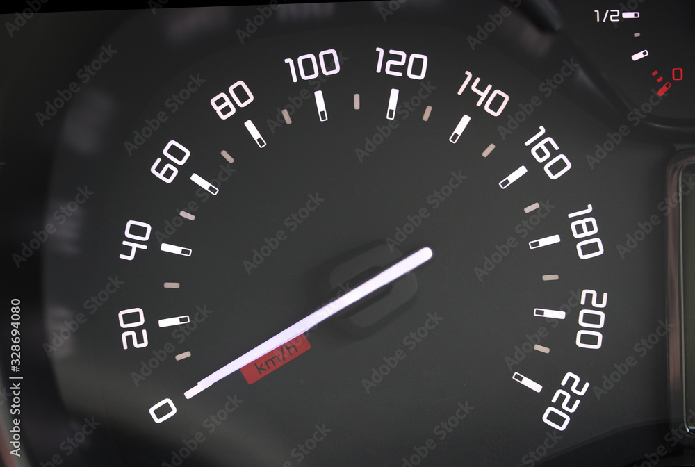 Modern vehicle speedometer on black background Modern vehicle speedometer on black background