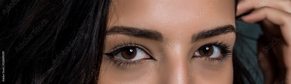Fototapeta premium close-up photo of female eye with eyeliner makeup