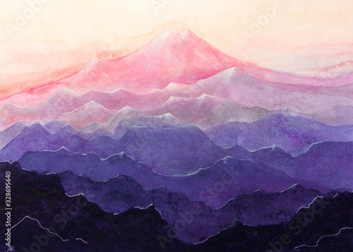 Disegno grafico montagna cima di monte rosa. Colore pastello. photo