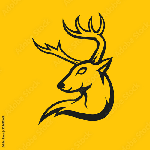 Deer mascot logo silhouette version. Deer in sport style, mascot logo illustration design vector