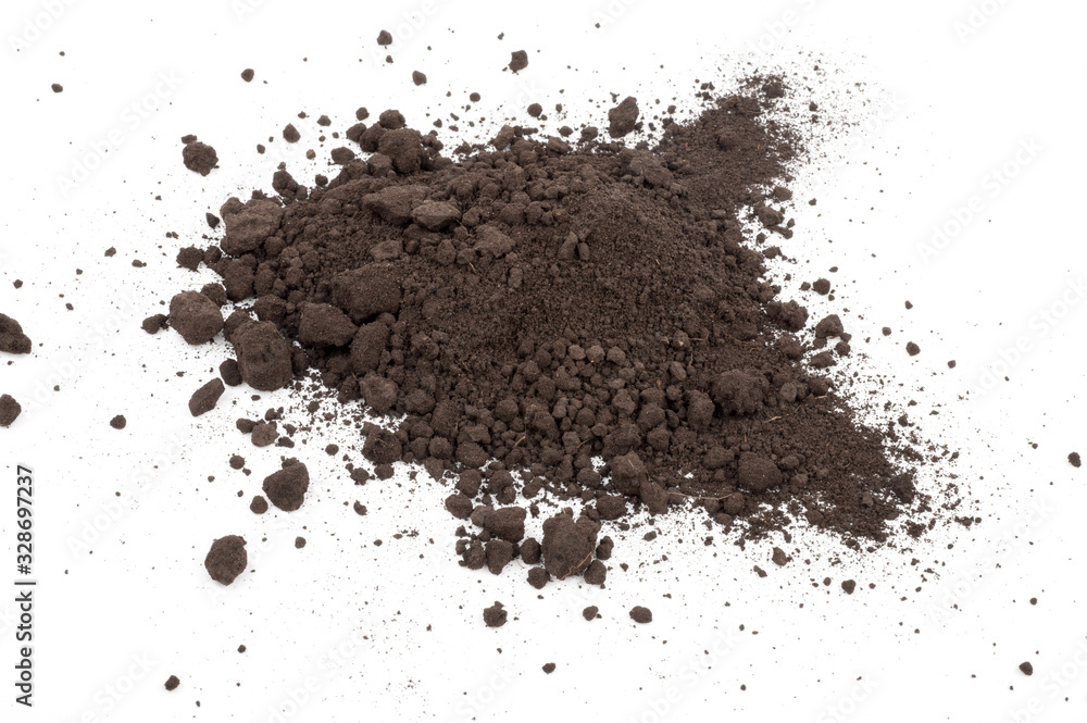 Heap of soil on a white background Heap of soil on a white background