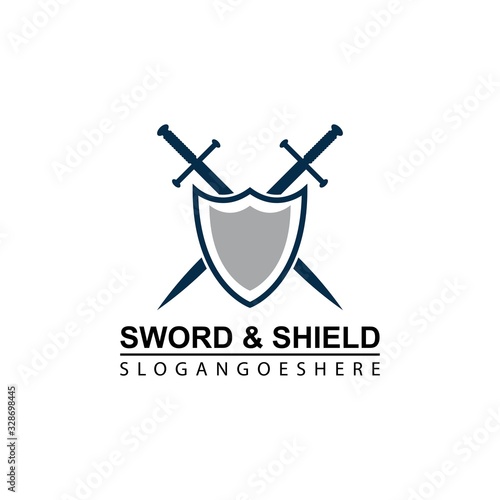 Sword and Shield Logo Template Design Vector, Emblem, Design concept, Creative Symbol, Icon