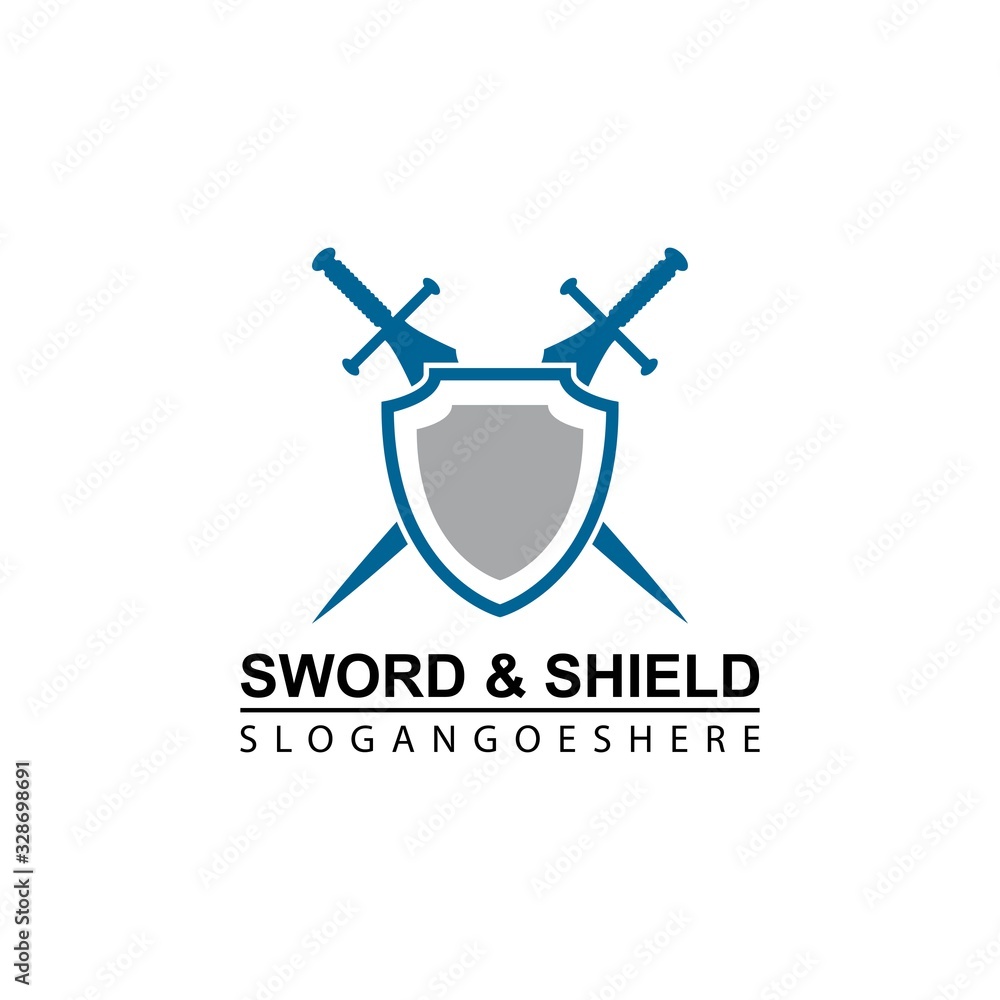Sword and Shield Logo Template Design Vector, Emblem, Design concept, Creative Symbol, Icon Sword and Shield Logo Template Design Vector, Emblem, Design concept, Creative Symbol, Icon