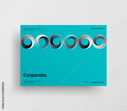 Creative business presentation vector A4 horizontal orientation front page mock up. Modern corporate report cover abstract geometric illustration design layout. Company identity brochure template.