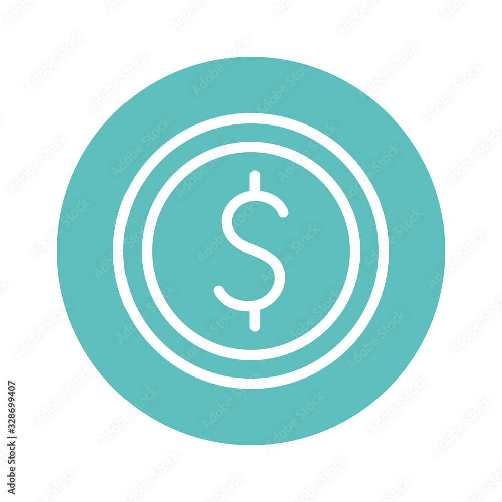 Isolated coin line and block style icon vector design Isolated coin line and block style icon vector design