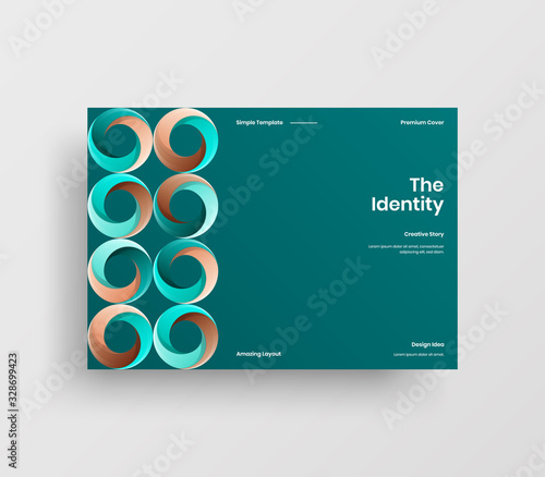 Creative business presentation vector A4 horizontal orientation front page mock up. Modern corporate report cover abstract geometric illustration design layout. Company identity brochure template.