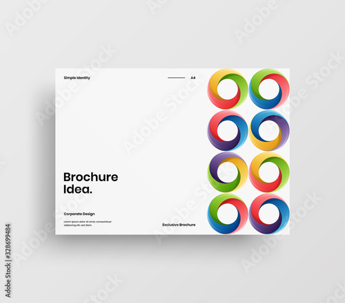 Creative business presentation vector A4 horizontal orientation front page mock up. Modern corporate report cover abstract geometric illustration design layout. Company identity brochure template.