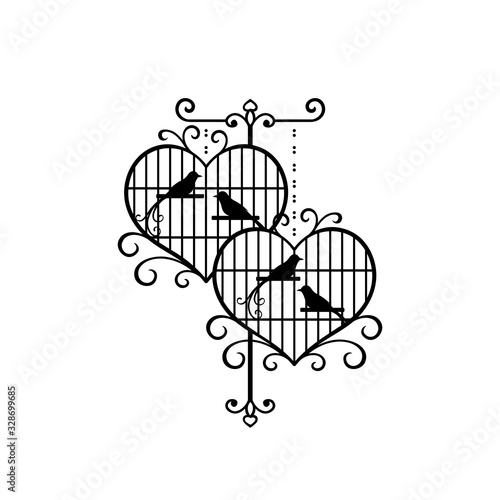 hand drawn wedding birdcage decoration