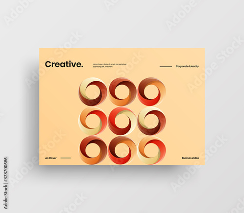Creative business presentation vector A4 horizontal orientation front page mock up. Modern corporate report cover abstract geometric illustration design layout. Company identity brochure template.