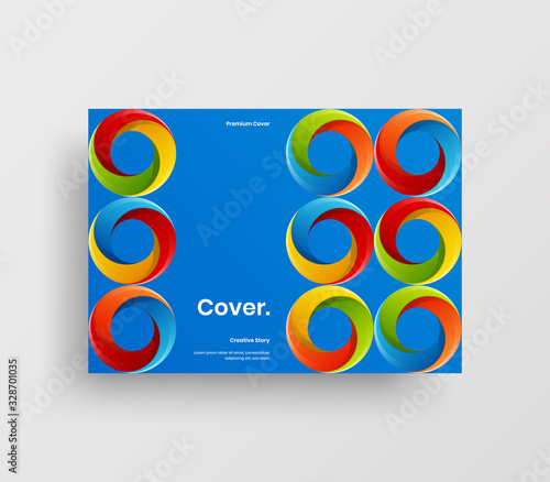 Creative business presentation vector A4 horizontal orientation front page mock up. Modern corporate report cover abstract geometric illustration design layout. Company identity brochure template.