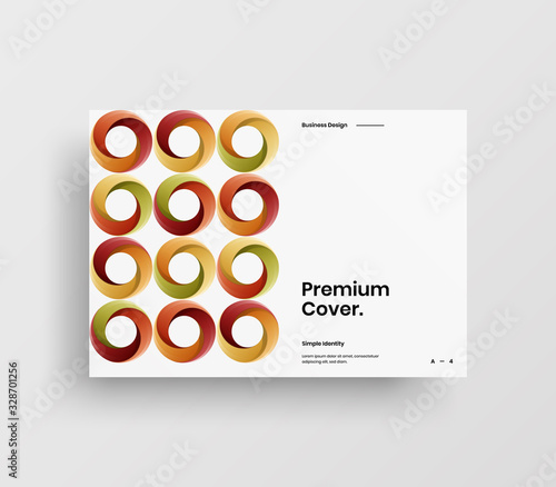 Creative business presentation vector A4 horizontal orientation front page mock up. Modern corporate report cover abstract geometric illustration design layout. Company identity brochure template.