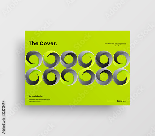 Creative business presentation vector A4 horizontal orientation front page mock up. Modern corporate report cover abstract geometric illustration design layout. Company identity brochure template.