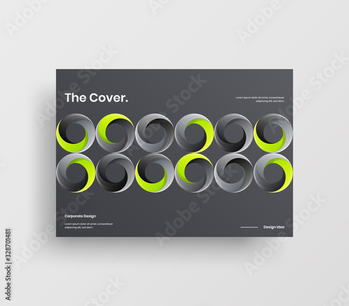 Creative business presentation vector A4 horizontal orientation front page mock up. Modern corporate report cover abstract geometric illustration design layout. Company identity brochure template.