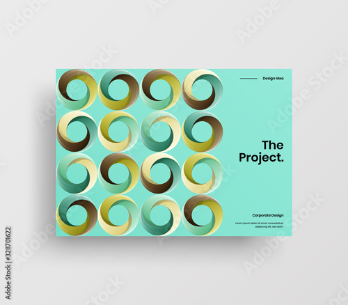 Creative business presentation vector A4 horizontal orientation front page mock up. Modern corporate report cover abstract geometric illustration design layout. Company identity brochure template.