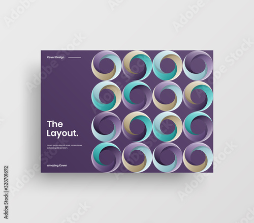 Creative business presentation vector A4 horizontal orientation front page mock up. Modern corporate report cover abstract geometric illustration design layout. Company identity brochure template.