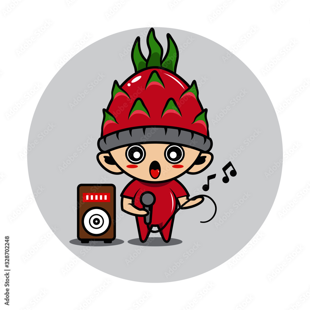 Dragonfruit mascot cute character activity illustration Dragonfruit mascot cute character activity illustration